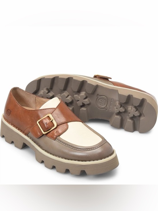 Born Shoes - NWT Born Sammi Leather Monk Strap Lugged Platform Loafers Sz 6,5